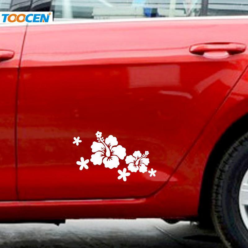 创意遮挡个性装饰花朵改装汽车贴纸车身3d立体贴防水画反光红色20cm