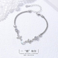 鑫铂尼 【麋鹿手链】925纯银女时尚饰品女士媳妇儿学生小鹿一鹿路有你银手镯情侣女款手环首饰银饰生日礼物浪漫 优雅版麋鹿手链