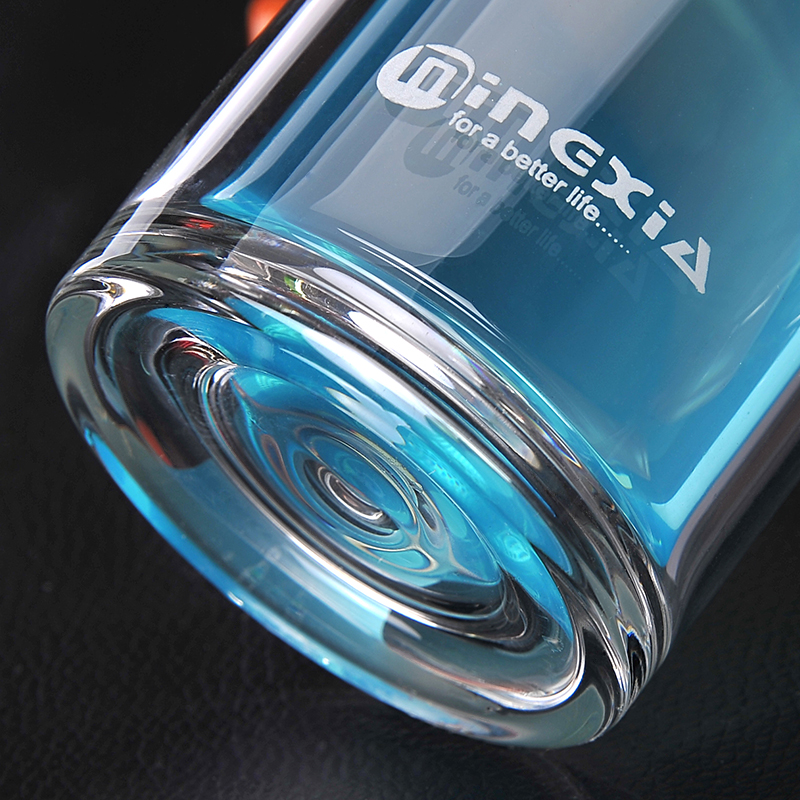 家柏饰(CORATED)双层玻璃杯 便携过滤带盖水杯 男女创意车载茶杯耐热杯子大 绅士蓝320高清大图