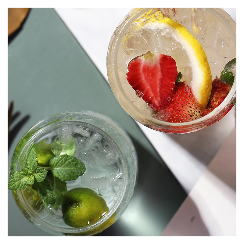 可乐杯透明玻璃饮料杯奶茶柠檬汽水果汁富士山水杯ins易拉罐