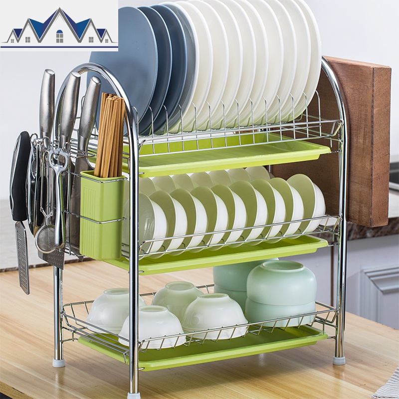 收纳盒置物架三层家用沥水架厨房橱柜碗架碗盘用品储物神器_2_488高清大图