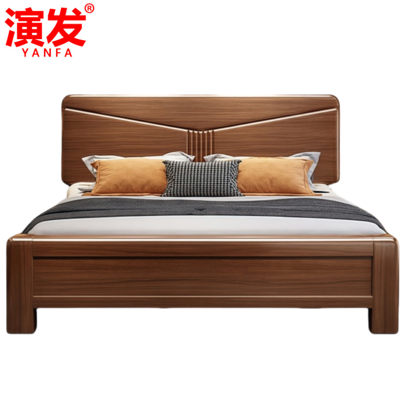 演发 床+2床头柜+床垫 1.8米 套高清大图