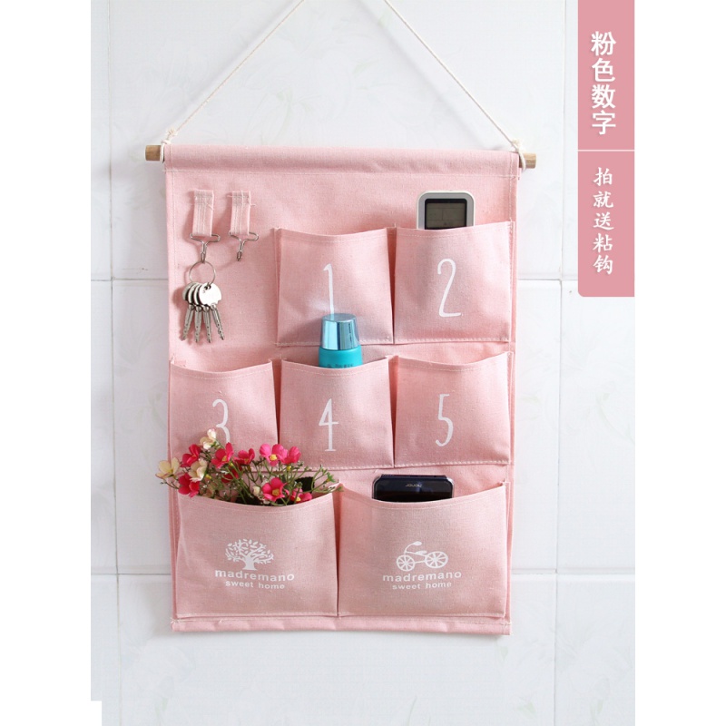 床头家庭布艺后挂式收纳袋挂袋墙挂式悬布袋整理袋宿舍手机收纳收纳袋 三维工匠储物箱高清大图