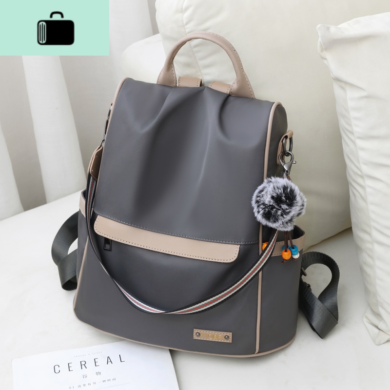 牛津布双肩包女2020新款韩版百搭时尚防盗女士背包帆布旅行小包包NEW LAKE 99999款灰色