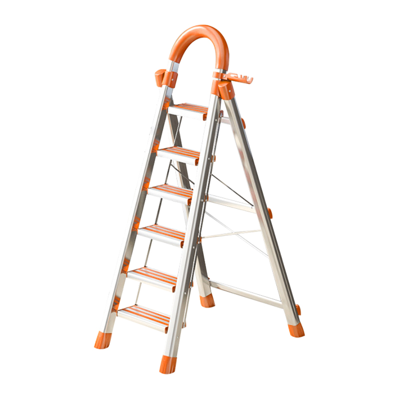 臻远 ZY-T147多功能梯子家用折叠梯室内踏板楼梯 橙色六步梯