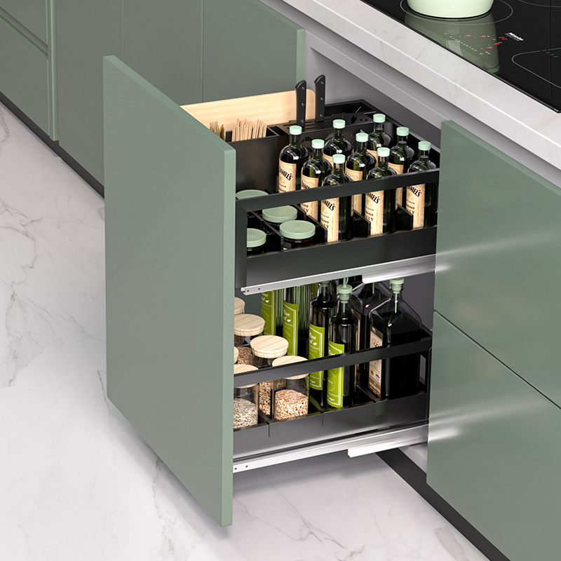 苏宁调料拉篮厨房橱柜抽屉式柜内抽拉式三304材质多功能双层加粗帅康t