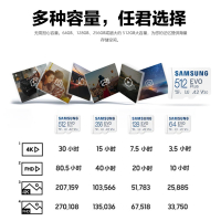 三星(SAMSUNG)256GB TF(MicroSD)高速存储卡 EVO Plus U3 V30 A2读130MB/s