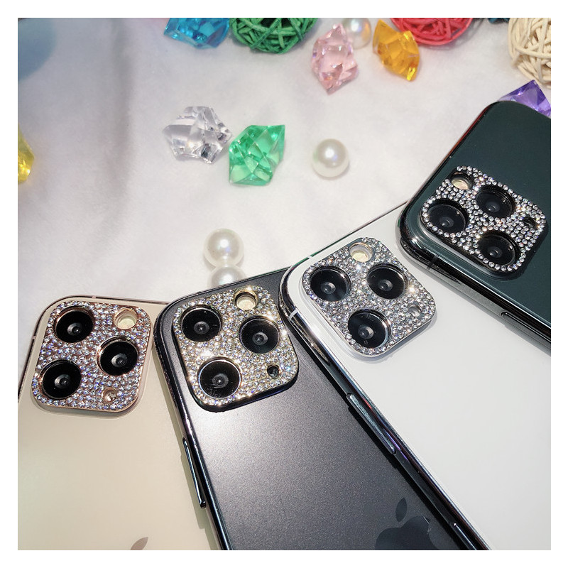 水钻镜头贴适用于苹果11金属摄像头膜iphone11promax后镜头闪钻圈|11黑色送钢化膜