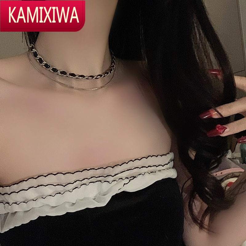 KAMIXIWA甜酷choker黑色链条项链女项圈脖颈链高级感双层叠戴小众锁骨链潮
