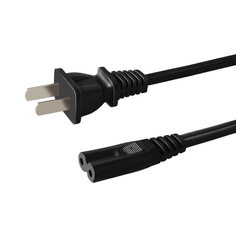 晶华 国标两插8字电源连接线 八字尾双孔音响电源线 支持数码相机电源适配器 黑色1.5米C230E高清大图