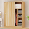 鑫金虎 办公家具简约现代新款推拉门储物柜超大容量移门衣柜人造板2门大衣橱( 暖白色 柚木色 白枫色备注)