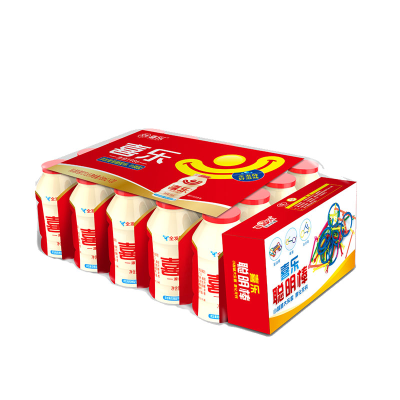 喜乐五联包发酵型乳酸菌原味牛奶儿童酸奶饮品95ml*20瓶