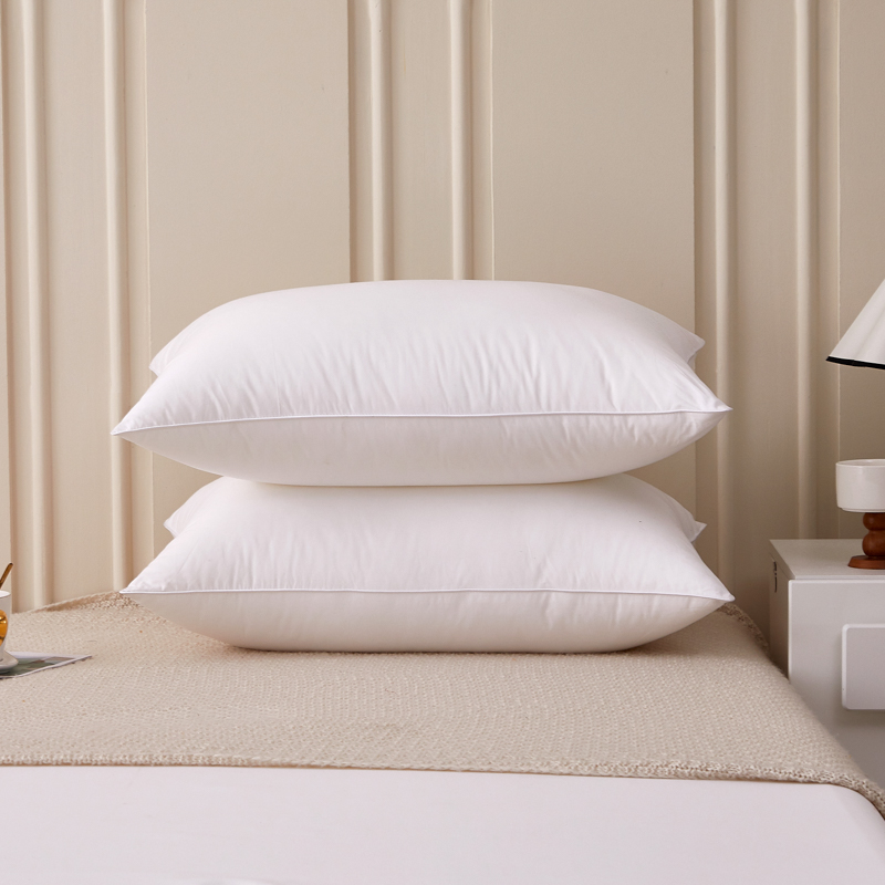 汉司家纺 48*74cm 全棉羽丝绒枕芯 暖舒枕芯 柔软枕芯 休闲枕芯单人枕头 1.00 件/个(计价单位:个)白色高清大图