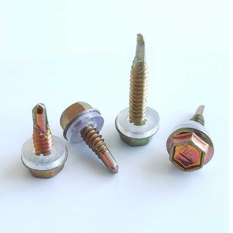 带垫保护帽快速钉外六角钻尾燕尾螺钉1275180个六角头钻尾自钻螺丝