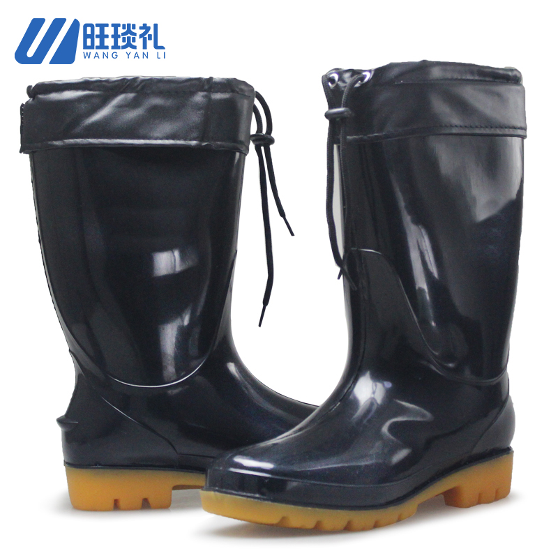 旺琰礼 防水胶靴 黑色 棉(36-46)可选/双高清大图