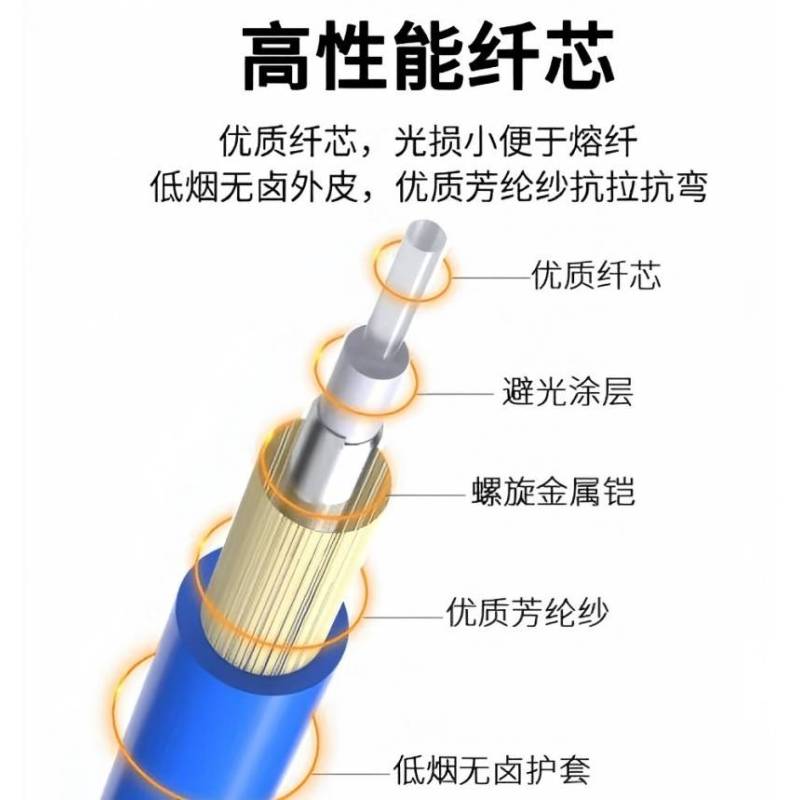 赛欧诺GYXTW室外单模铠装架空光缆 8芯 根(50米)