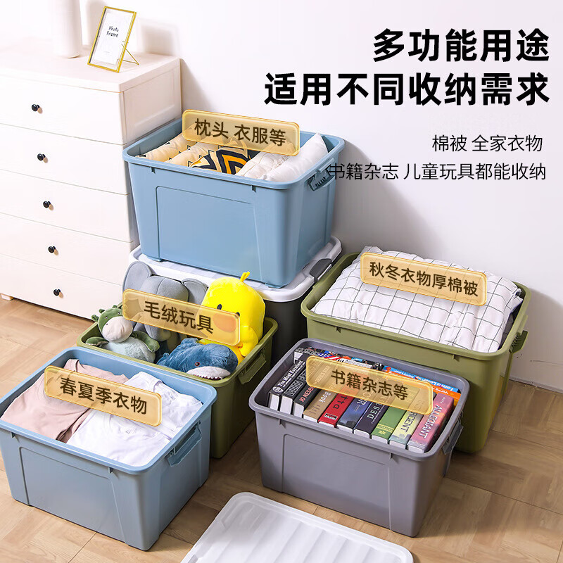禧天龙(Citylong) X-6155收纳箱(石青) 家用被子玩具储物石青色塑料箱子80L高清大图