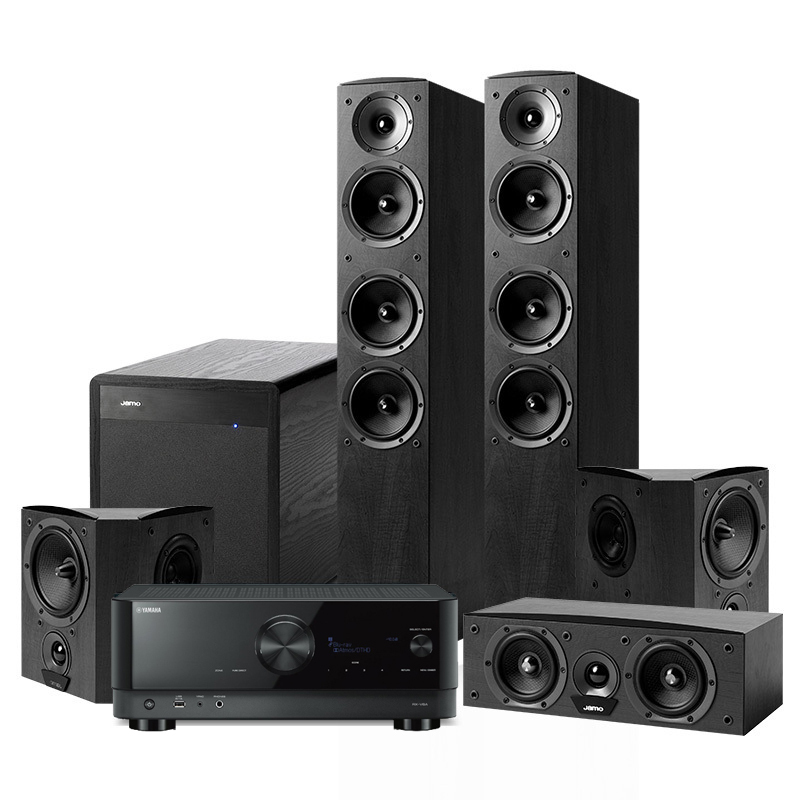 JAMO/尊宝 C607+C60CEN+C60SUR+SUB260+RX-V6A功放家庭影院音响5.1音箱套装 黑色