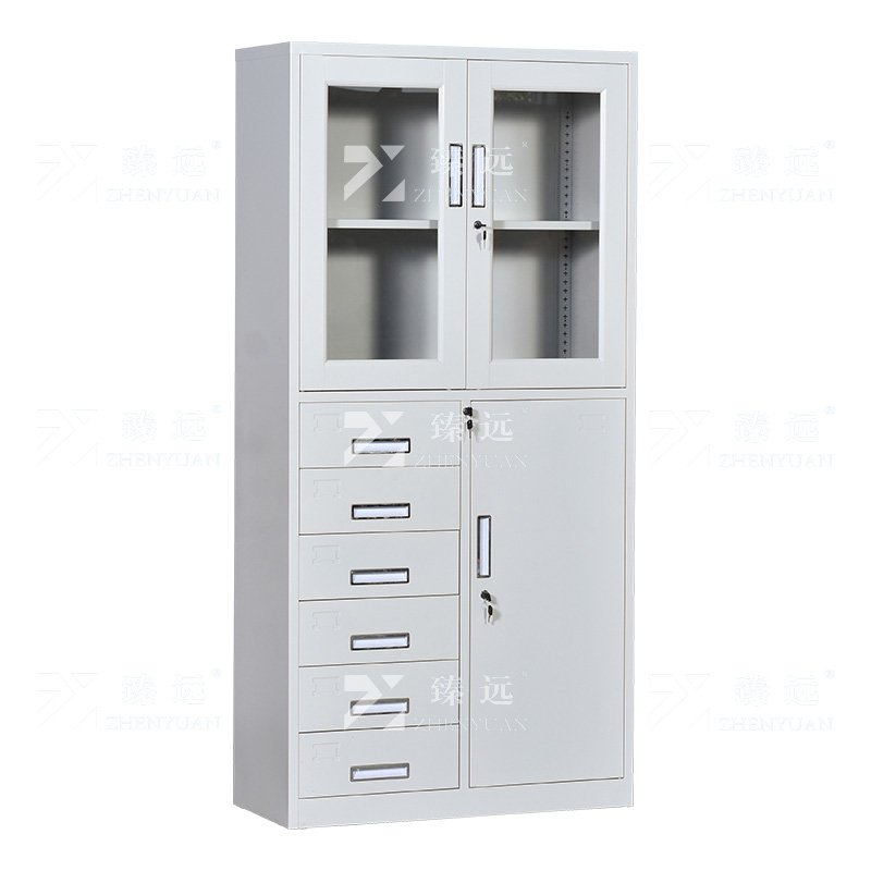 臻远ZY5011009钢制矮柜抽屉柜多抽资料柜储物收纳柜 偏六斗器械柜