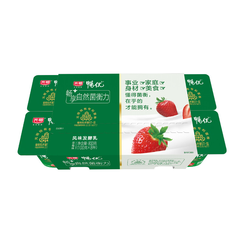 光明畅优发酵(草莓味)酸奶八连杯100g*8低温乳品您没有填写评价内容-