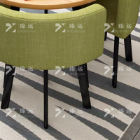 臻远 ZY4100950 简约接待桌椅洽谈桌椅 一桌四椅 水曲圆桌绿色布椅