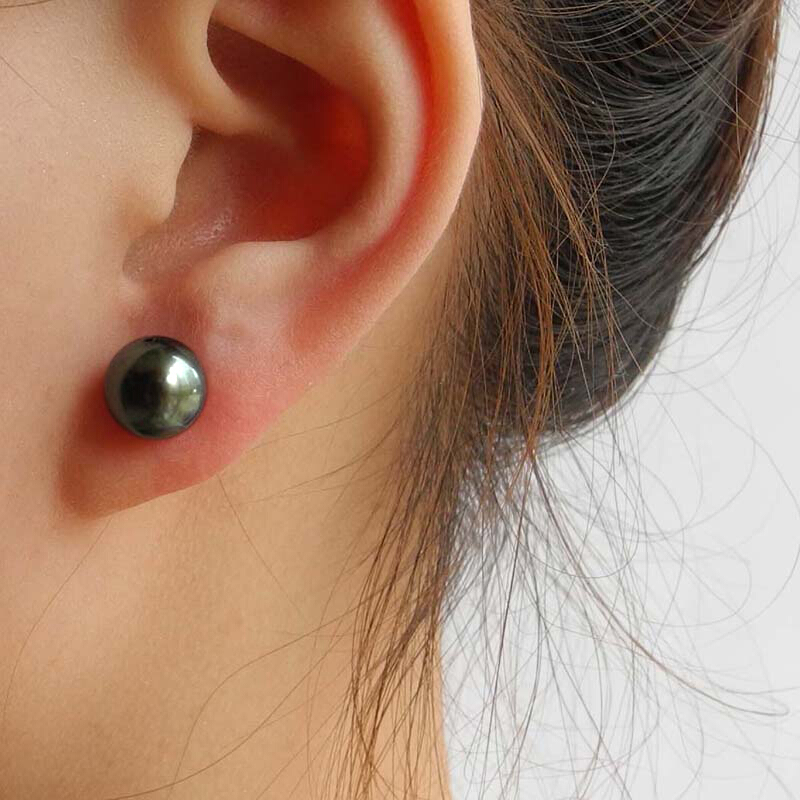 源生珠宝经典大溪地黑珍珠耳钉18k金海水珍珠耳环耳饰视频