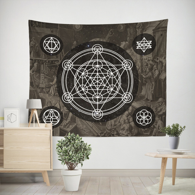 欧美星象太阳星星月亮床头卧室墙壁装饰挂毯墙挂布桌布背景布挂画 图五130高*150宽（送星灯+钉）_124