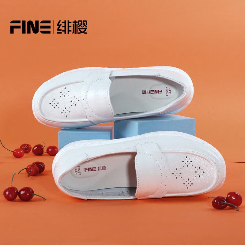 绯樱爆米花款护士鞋女春秋季款真牛皮软底镂空透气工作鞋BT2616 41码图片