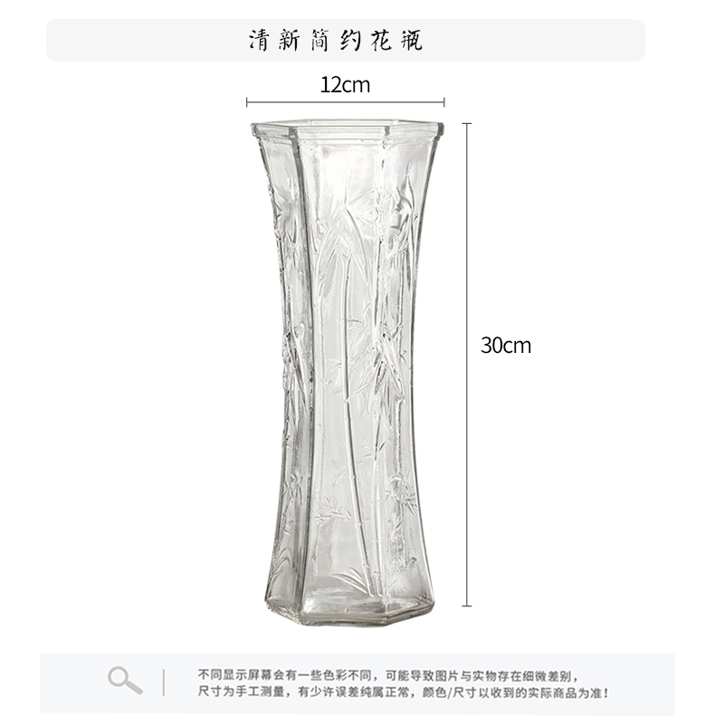 法耐(FANAI)两件套特大号玻璃花瓶透明水养富贵竹花瓶客厅家用插花瓶摆件