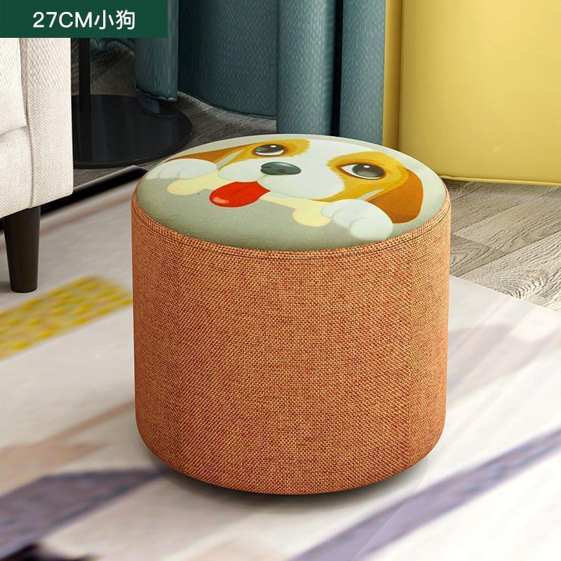 森美人创意矮凳时尚沙发凳实木布艺凳儿童房坐凳小板凳家用图案小凳子 27小狗