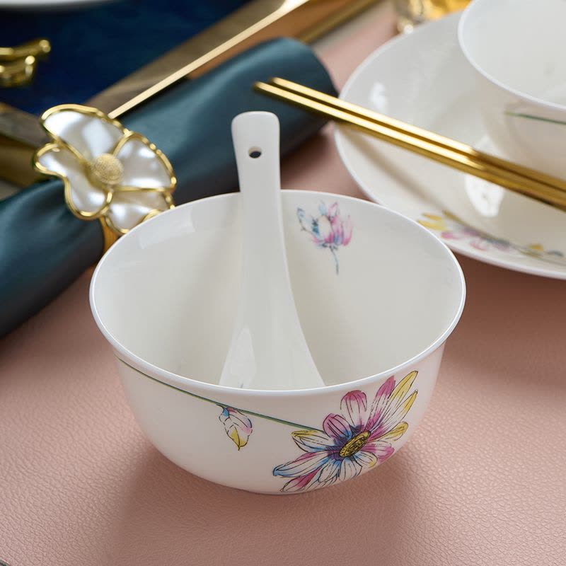 北国风光 骨瓷14头餐具 TS-0014花之魅 套图片