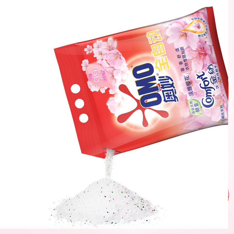 奥妙(OMO) 全自动无磷洗衣粉1.7kg 含金纺馨香精华 淡雅樱花(新老包装随机发货)[联合利华]