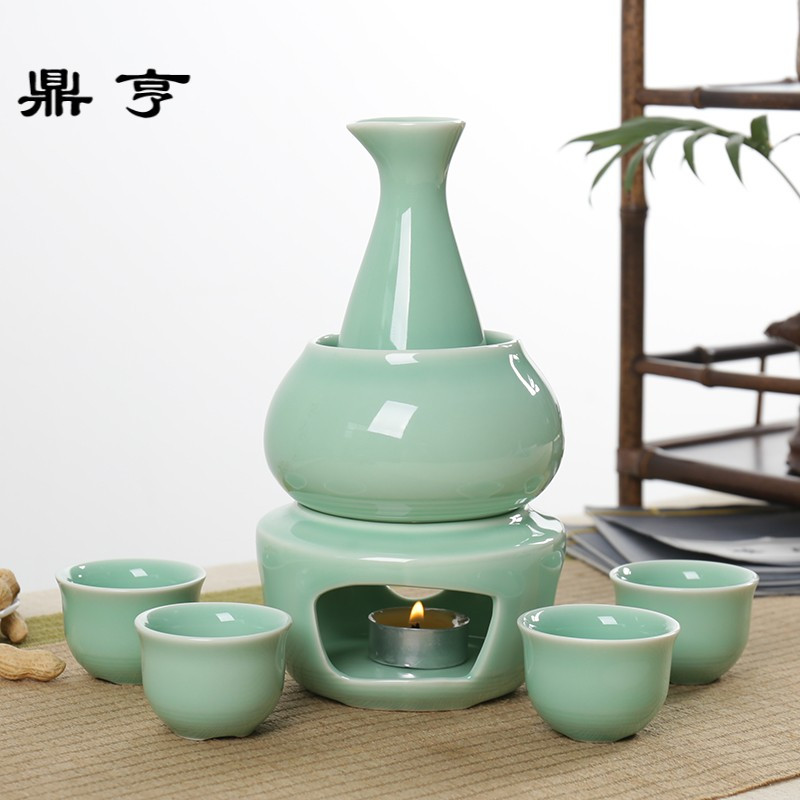 鼎亨龙泉青瓷温酒壶陶瓷酒具套装烫酒壶骨瓷热暖酒器分酒器黄酒白