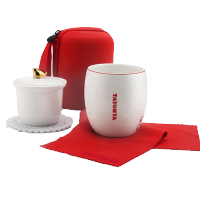 多样屋 旅行茶具套装 盛世牡丹茶具组合装 TA31-0012BP 红色