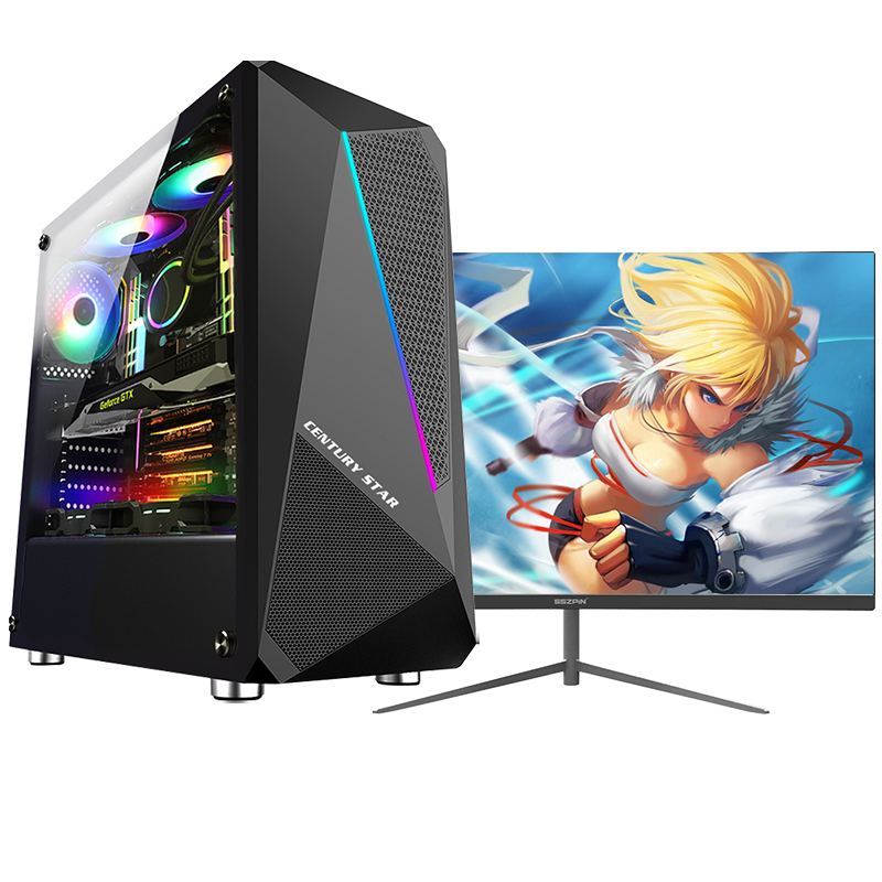 世纪之星(CENTURY STAR)九代酷睿i5六核/GTX1050独显/8G DDR4内存/256GB固态 家用办公娱乐LOL游戏电脑 台式电脑 台式机 电脑主机+24英寸全套
