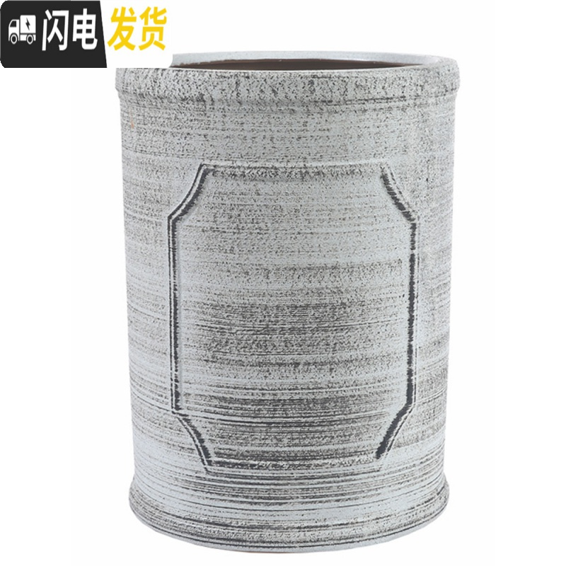 三维工匠北欧高筒陶瓷花盆特大大 大号家用创意君子兰盆景阳台托盘室 红福-黑色[送托盘、垫片] 特大花盆容器