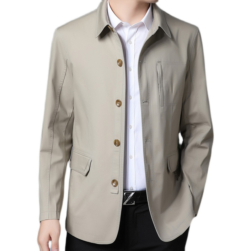 恒源祥春秋夹克男中老年宽松外套男士休闲爸爸翻领茄克衫上衣