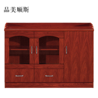 品美顺斯胡桃色餐边柜简约茶水柜三门1200*400*860