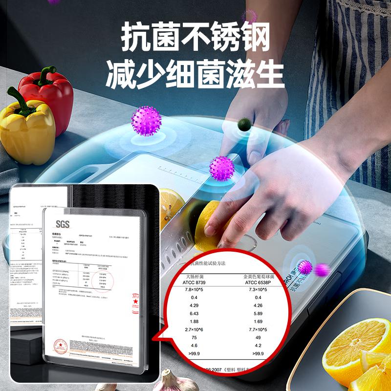 康巴赫双面菜板砧板不锈钢加厚案板不易发霉厨房剁骨切菜板擀面板双面菜板高清大图