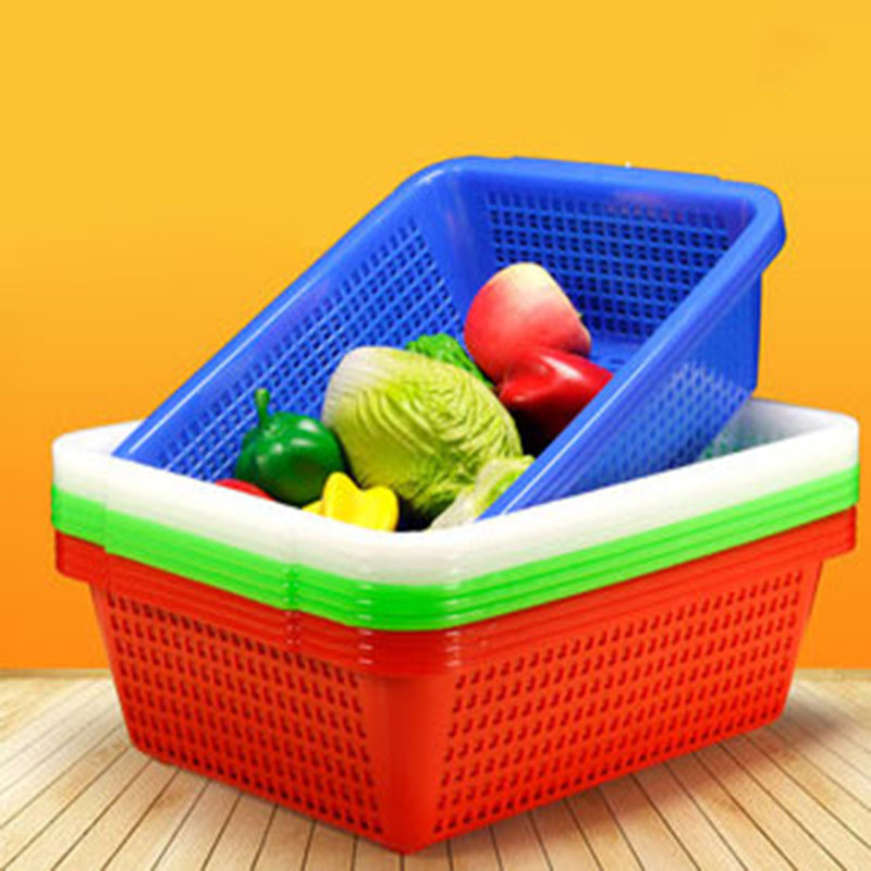 顺心优 厨房方形沥水菜篮 配菜篮 收纳篮 39*30*11.5cm/个高清大图