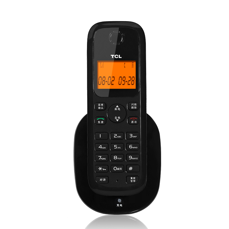 TCL 数字无绳电话机 D38 一拖一( 黑色主机配黑色子机)