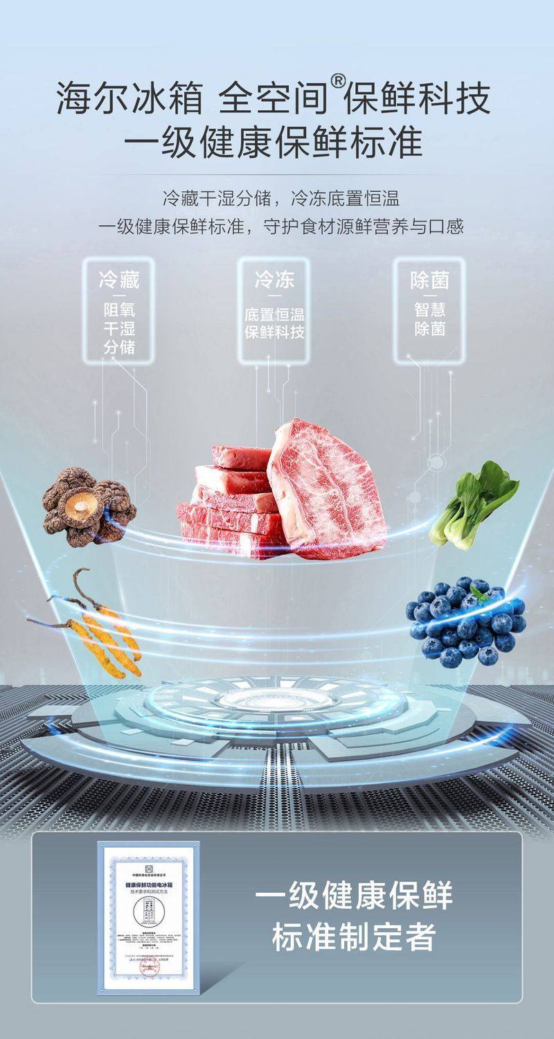 海尔十字对开门冰箱 BCD-521WLHTD2BGWU1 星光灰 521升 1级能效 变频控温 干湿分储 自动除霜高清大图