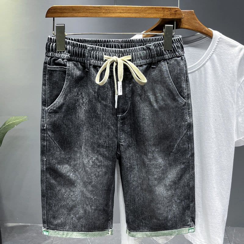 圣吉奥牛仔五分裤男2022夏季新款男士直筒宽松休闲潮牌牛仔短裤子图片