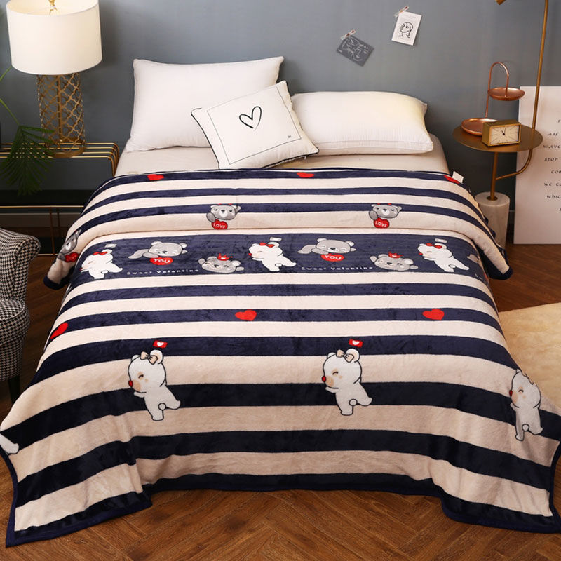 毛毯办公室单人盖毯学生宿舍午睡毯子家用加绒加厚保 时代熊【可铺可盖-四季适宜】 120*200cm雪貂绒毛毯