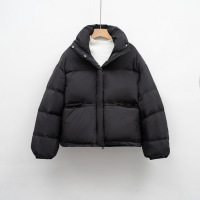 纯色简约宽松立领多巴胺羽绒服女冬季韩版保暖面包服外套 S 黑色