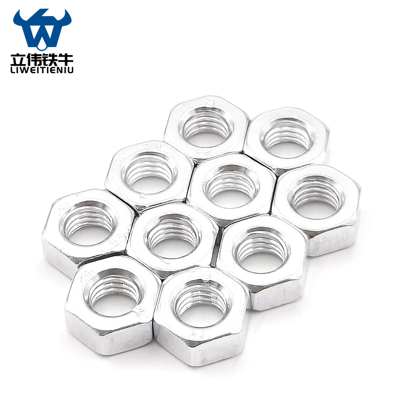 立伟铁牛铜镀镍螺母6mm 100个/包高清大图