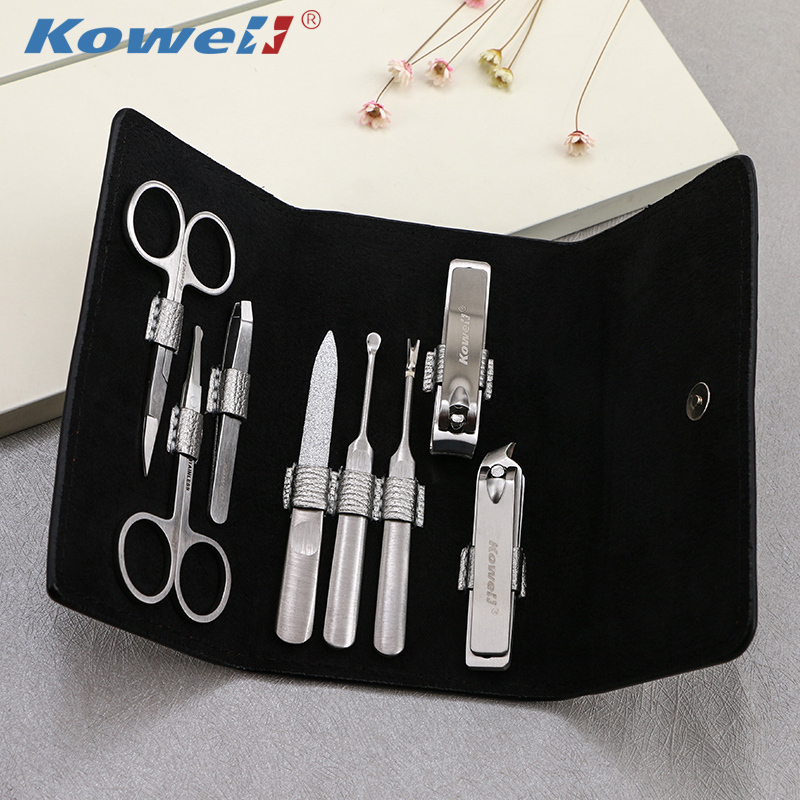 韩国(kowell)指甲刀套装不锈钢修甲美甲工具指甲剪家用修甲刀套装金色