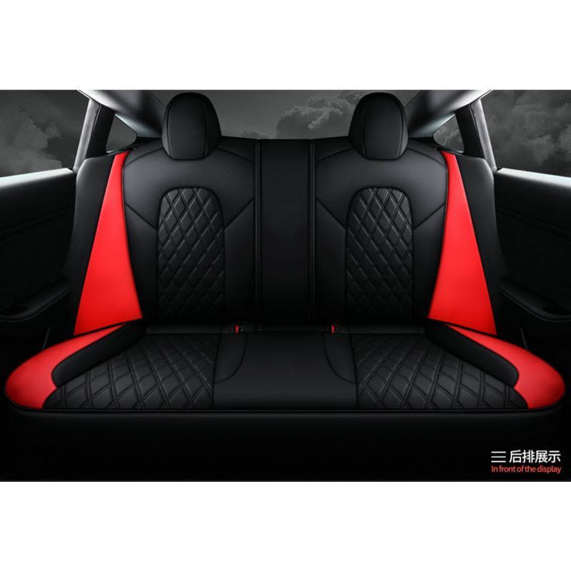 敬平model3专用坐垫四季通用全包围汽车座套Model3夏座椅Tesla 特斯拉专用后排全包豪华版(活力红) 平图片