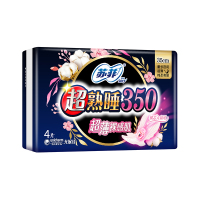 苏菲Sofy 超熟睡超薄裸感肌超长夜用卫生巾350mm 4片 超大尾扇量多防渗漏安睡姨妈巾