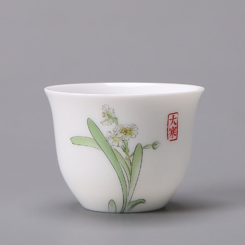 瓷路陶瓷仿手绘功夫茶具品茗杯主人杯套装白瓷单杯小茶杯茶盏特价小品